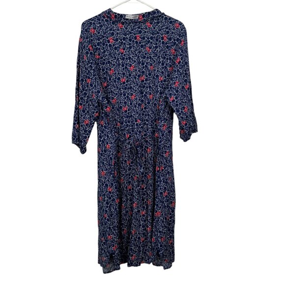 Disney Minnie Mouse Women SZ 1X  Navy Bow Print Shirt Dress 3/4 Sleeve V-Neck - Picture 12 of 15